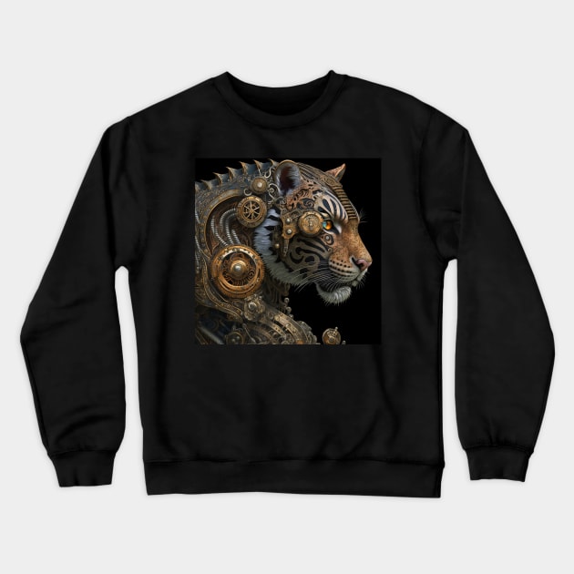 Steampunk Mechanical Tiger Crewneck Sweatshirt by Jades-Corner